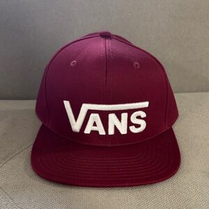 Vans Burgundy Snapback Hat with White Logo